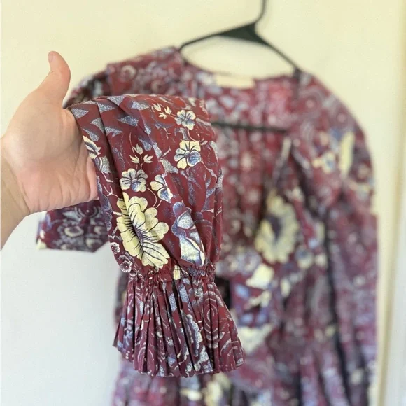 Ulla Johnson Lola Burgundy floral Mini Dress